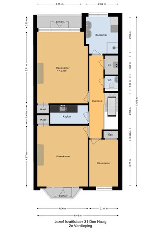 Floorplan - Jozef Israëlslaan 31, 2596 AM Den Haag